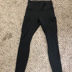 Athleta dark grey leggings stash pocket